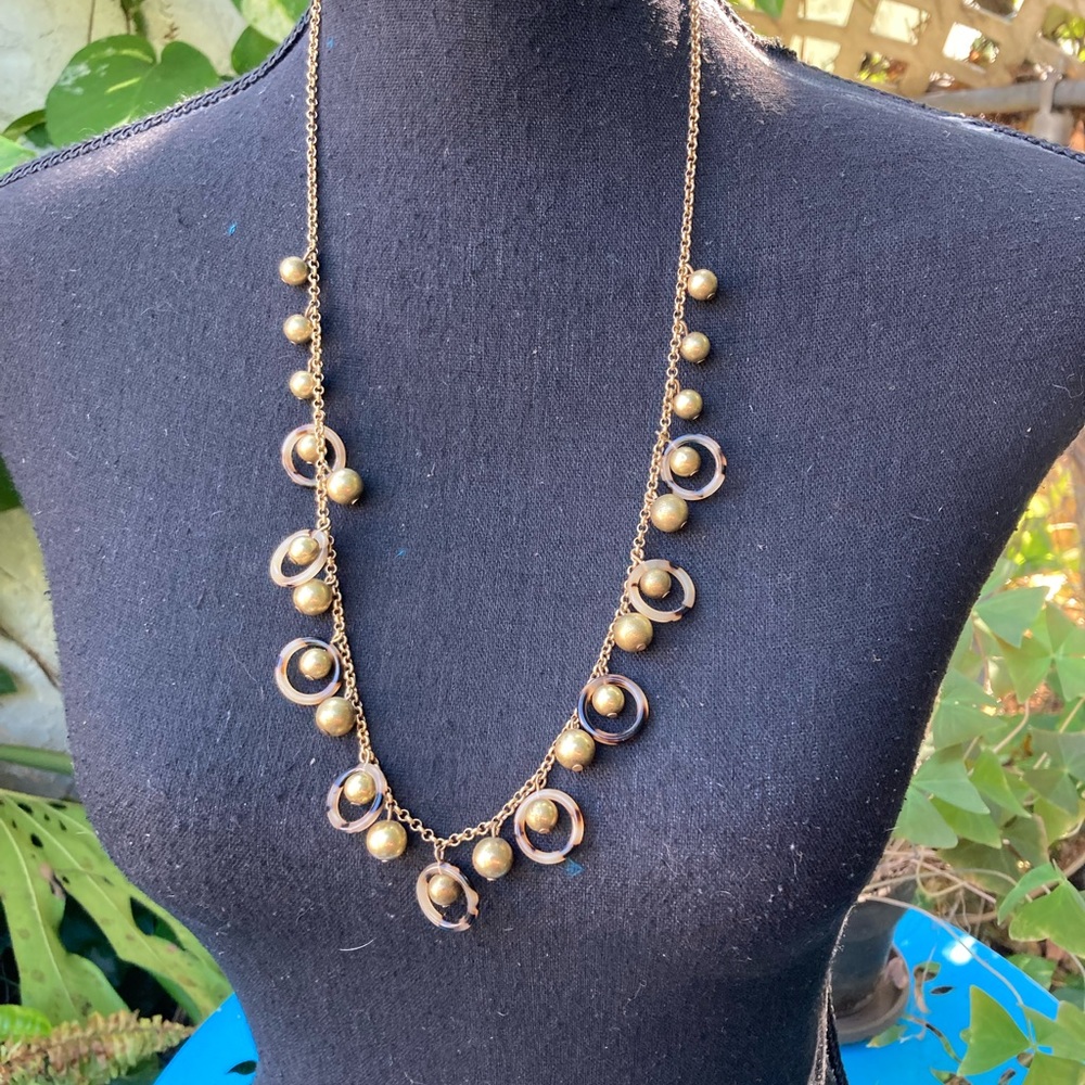 J Crew gold & tortoise shell long necklace